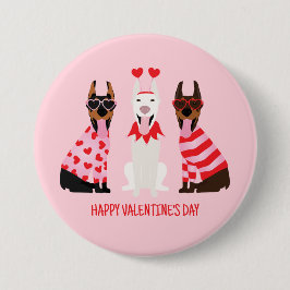 Bóton Redondo 7.62cm Happy Valentines Day Dobermann Dogs