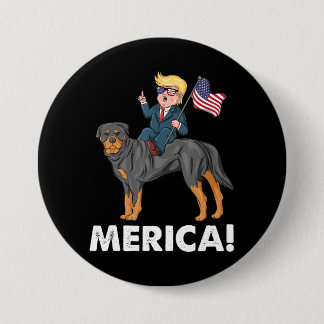 Bóton Redondo 7.62cm Herói Americano Trump Merica Rottweiler