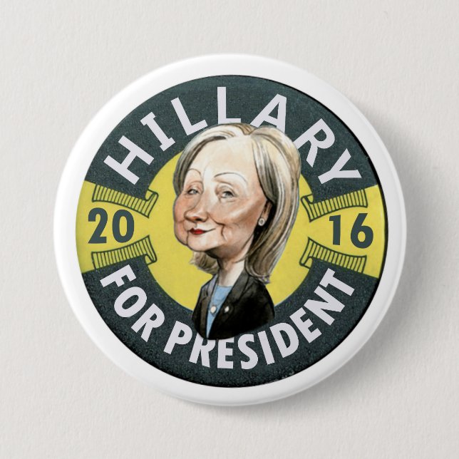 Bóton Redondo 7.62cm Hillary Clinton 2016 (Frente)