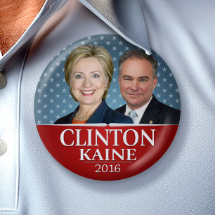Bóton Redondo 7.62cm Hillary Clinton e Tim Kaine Jugate Fotografias