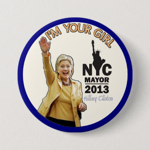 Bóton Redondo 7.62cm Hillary Clinton para o Mayor 2013 de NYC