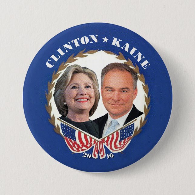 Bóton Redondo 7.62cm (Hillary) CLINTON * (Tim) KAINE (Frente)
