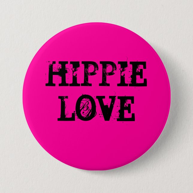 Bóton Redondo 7.62cm hippie love (Frente)