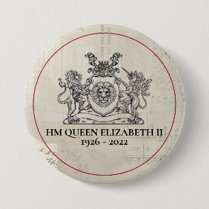Bóton Redondo 7.62cm HM Queen Elizabeth II 1926-2022 Botão
