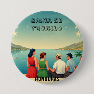 Bóton Redondo 7.62cm  Honduras BAHIA DE TRUJILLO Retro poster