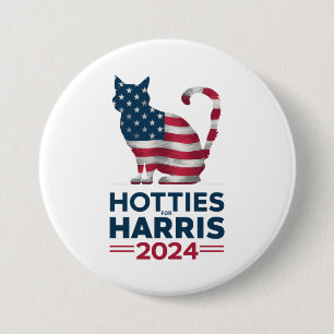 Bóton Redondo 7.62cm Hotties Para Harris 2024 Cat Ladies Kamala Harris