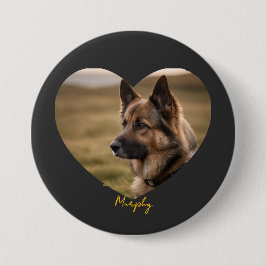 Bóton Redondo 7.62cm I love my dog customized image and name