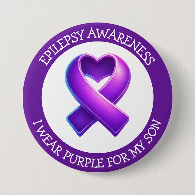 Bóton Redondo 7.62cm I Wear Purple for my Son | Epilepsy Awareness (Frente)