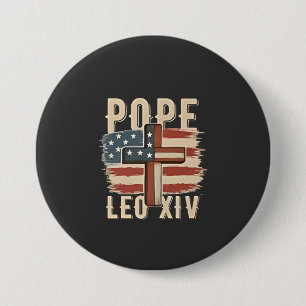 Bóton Redondo 7.62cm Igreja Cristã do Papa Leão XIV Bandeira dos EUA