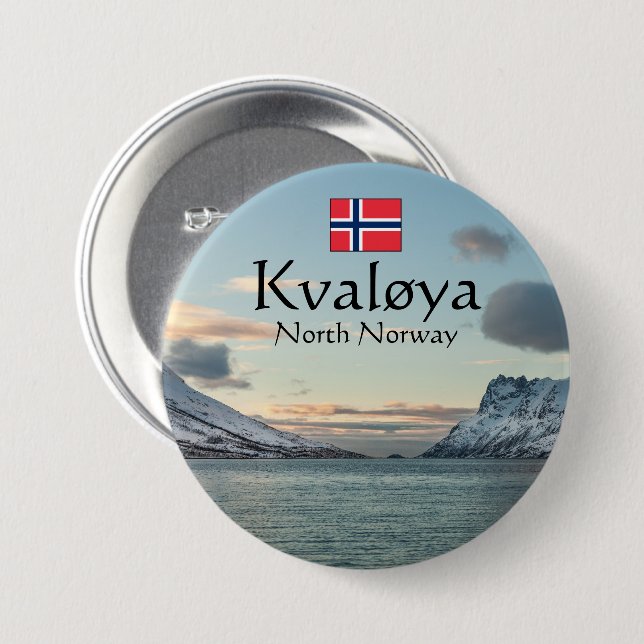 Bóton Redondo 7.62cm Ilha Kvaloya Noruega (Frente & Verso)