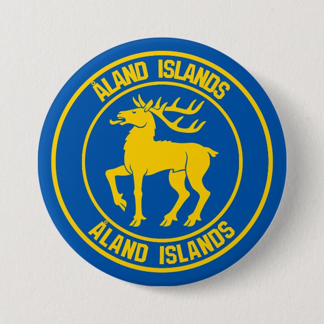 Bóton Redondo 7.62cm Ilhas Åland Round Emblem (Frente)