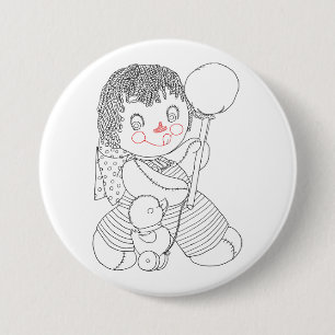 Bóton Redondo 7.62cm Ilustração de arte desenhada à mão de um brinquedo