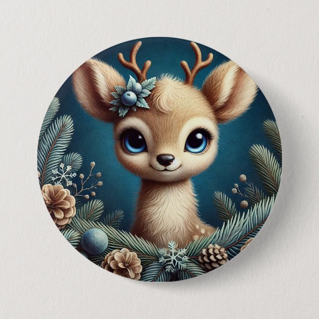 Bóton Redondo 7.62cm Ilustração de Fawn Fofa (Frente)