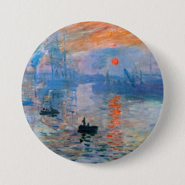 Bóton Redondo 7.62cm Impressão de Monet, nascer do Sol (Frente)