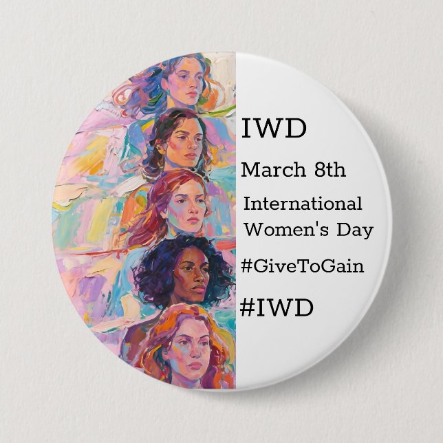 Bóton Redondo 7.62cm International Women's Day | IWD #GivetoGain (Frente)