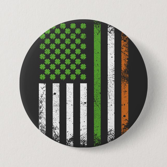 Bóton Redondo 7.62cm Irish American Flag Ireland (Frente)