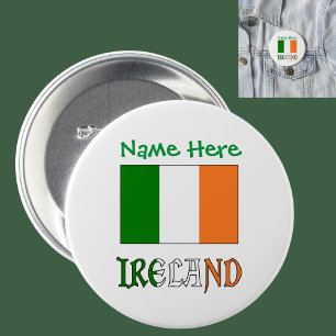 Bóton Redondo 7.62cm Irlanda Bandeira Irlandesa Verde Personalização 