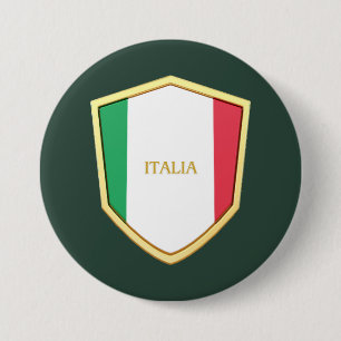 Bóton Redondo 7.62cm Italia Shield Soccer Futebol Fan