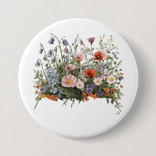 Bóton Redondo 7.62cm jardim botânico de flores silvestres (Frente)