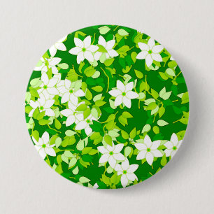 Bóton Redondo 7.62cm Jasmim branco entre folhas verdes