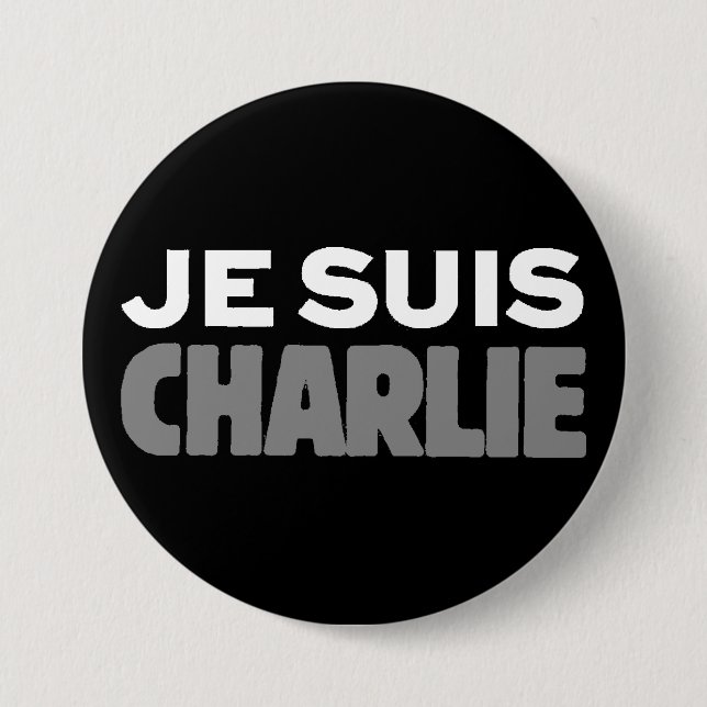 Bóton Redondo 7.62cm Je Suis Charlie - eu sou preto de Charlie (Frente)