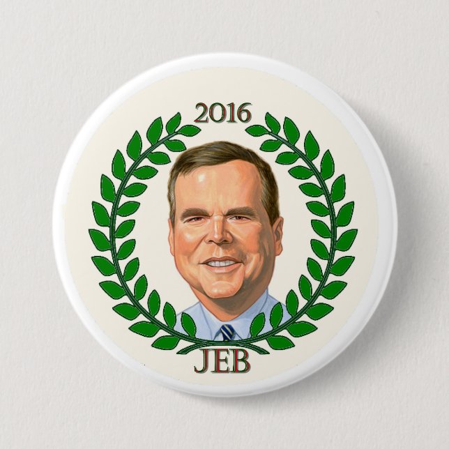 Bóton Redondo 7.62cm Jeb Bush 2016 para Presidente (Frente)