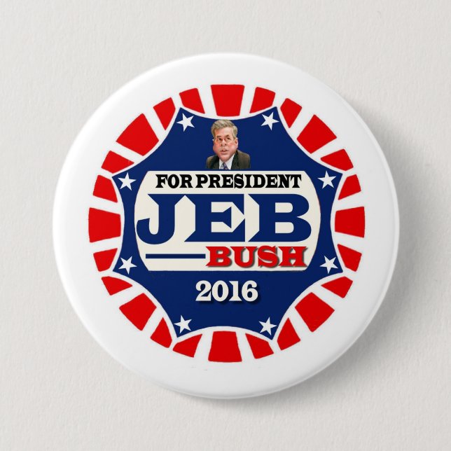 Bóton Redondo 7.62cm Jeb Bush para presidente 2016 (Frente)
