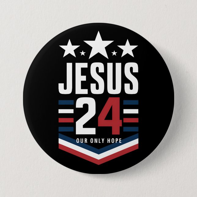 Bóton Redondo 7.62cm Jesus Cristo 2024 Presidente EUA Eleição Política (Frente)