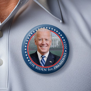 Bóton Redondo 7.62cm Joe Biden 2024 para Presidente Foto Casa Branca