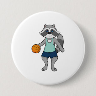 Bóton Redondo 7.62cm Jogador de basquete Racoon