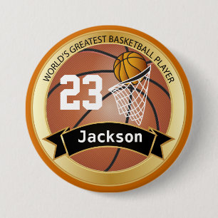 Bóton Redondo 7.62cm Jogador de basquetebol do mundo o grande