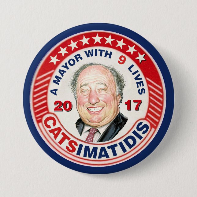 Bóton Redondo 7.62cm John Catsimatidis para o Mayor 2017 de NYC (Frente)