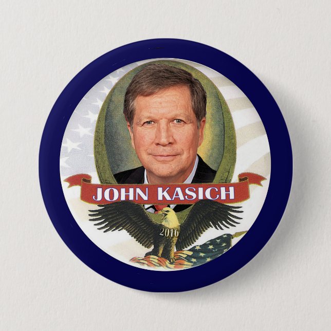 Bóton Redondo 7.62cm John Kasich 2016 (Frente)