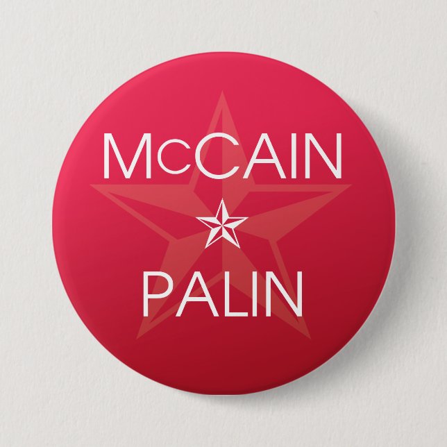Bóton Redondo 7.62cm John McCain * Sarah Palin (Frente)