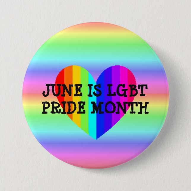 Bóton Redondo 7.62cm June é LGBT Pride Month Button (mês do orgulho LGB (Frente)