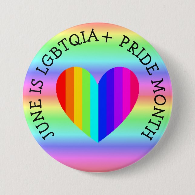 Bóton Redondo 7.62cm June é LGBTQIA+ Pride Month Button (Frente)
