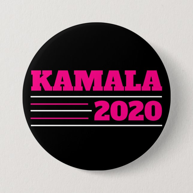 Bóton Redondo 7.62cm Kamala 2020 em rosa e branco (Frente)