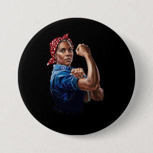 Bóton Redondo 7.62cm Kamala Harris 2024 Rosie The Riveter Chilless Cat