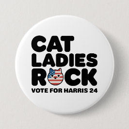 Bóton Redondo 7.62cm KAMALA HARRIS CAT LADIES ROCK! Botao