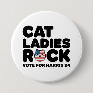 Bóton Redondo 7.62cm KAMALA HARRIS CAT LADIES ROCK! Botao