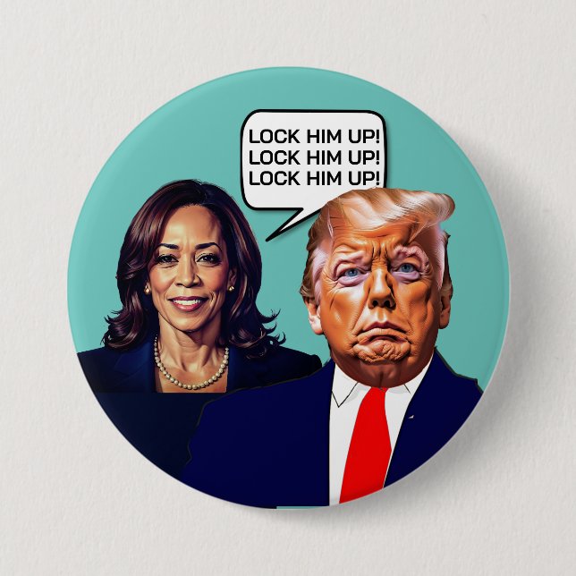 Bóton Redondo 7.62cm Kamala Harris diz trump up (Frente)