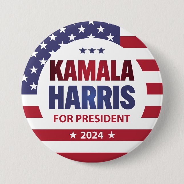 Bóton Redondo 7.62cm Kamala Harris Para O Presidente 2024 (Frente)