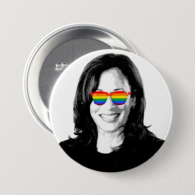 Bóton Redondo 7.62cm Kamala Harris Pride 2024 (Frente & Verso)