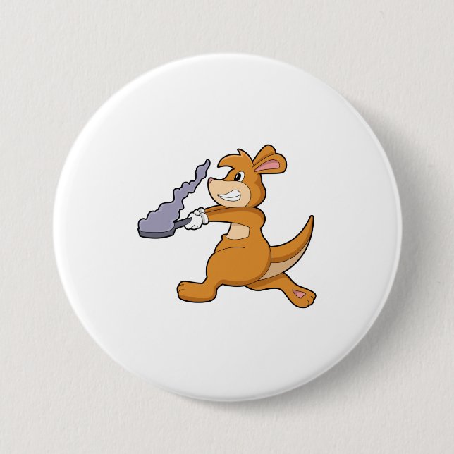 Bóton Redondo 7.62cm Kangaroo como cozinheiro com Pan (Frente)