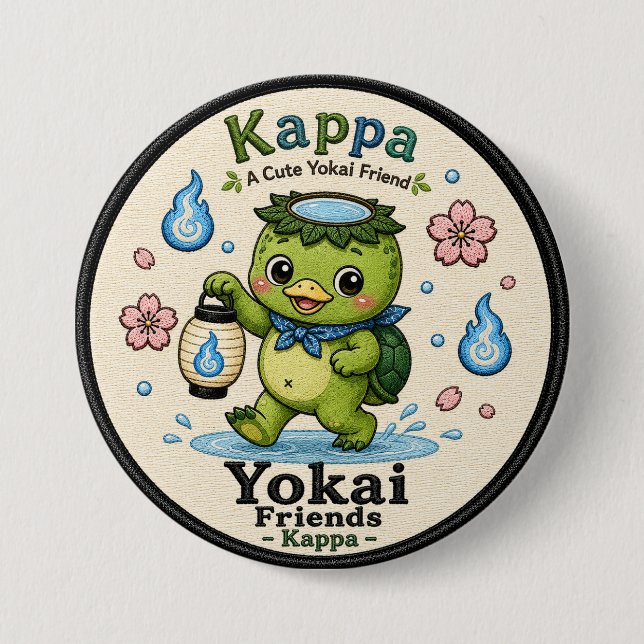 Bóton Redondo 7.62cm Kappa Yokai Friends Cute Pin Button (Frente)
