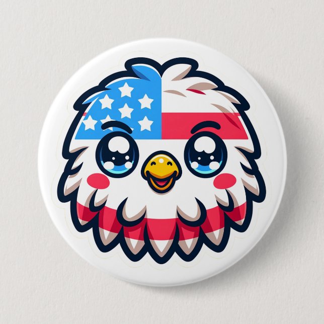 Bóton Redondo 7.62cm Kawaii American Eagle (Frente)