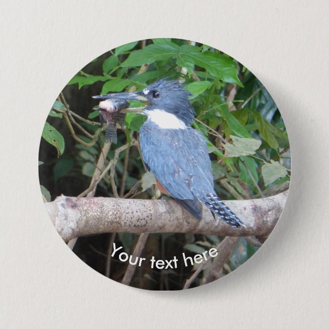 Bóton Redondo 7.62cm Kingfisher com Peixe do Botão Costa Rica (Frente)