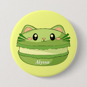 Bóton Redondo 7.62cm Kitty Cat Matcha Macaron