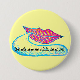 Bóton Redondo 7.62cm Lábios cor-de-rosa e um balão ou língua de palavra