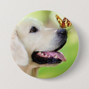 Bóton Redondo 7.62cm Labrador E Travesseiro decorativo De Borboleta
